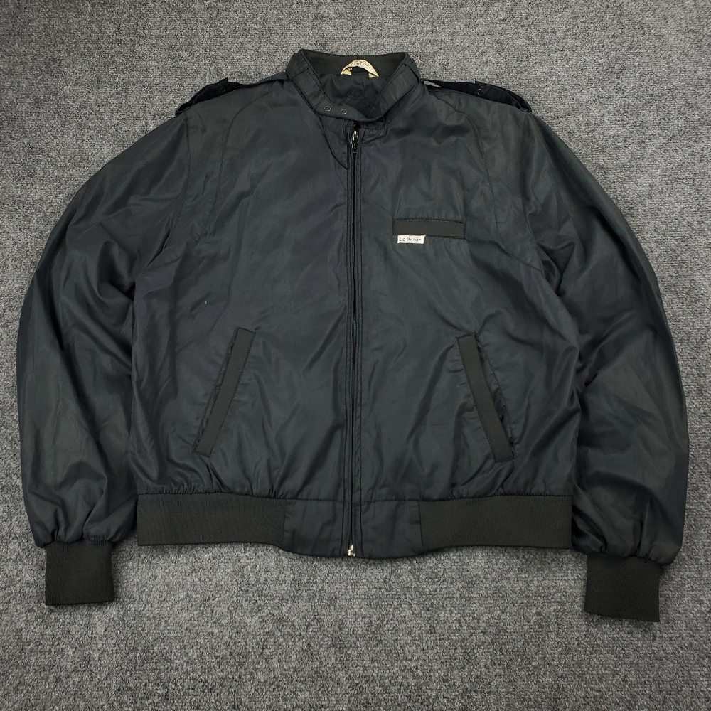 Vintage 80s Le Parot Bomber Jacket Medium Distressed Faded Black Lightweight